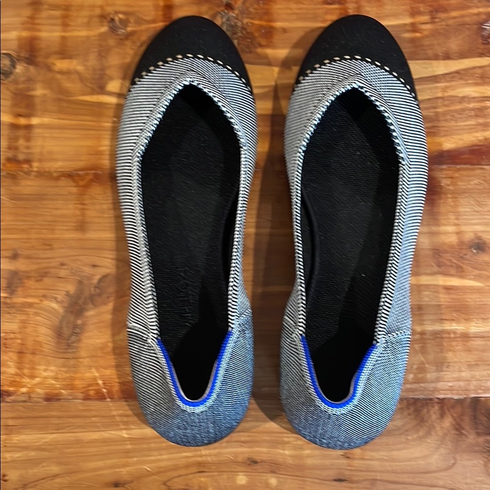 Rothy's Black and Blue Flats Comfortable Slip-On Shoes